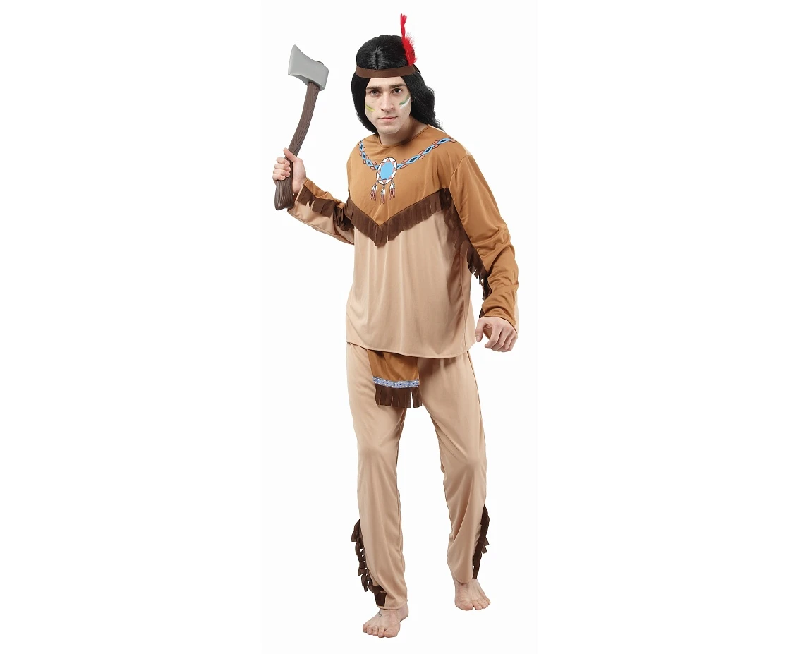 Role play-set for adult Indian Apache (shirt, pants, headband) , one size
